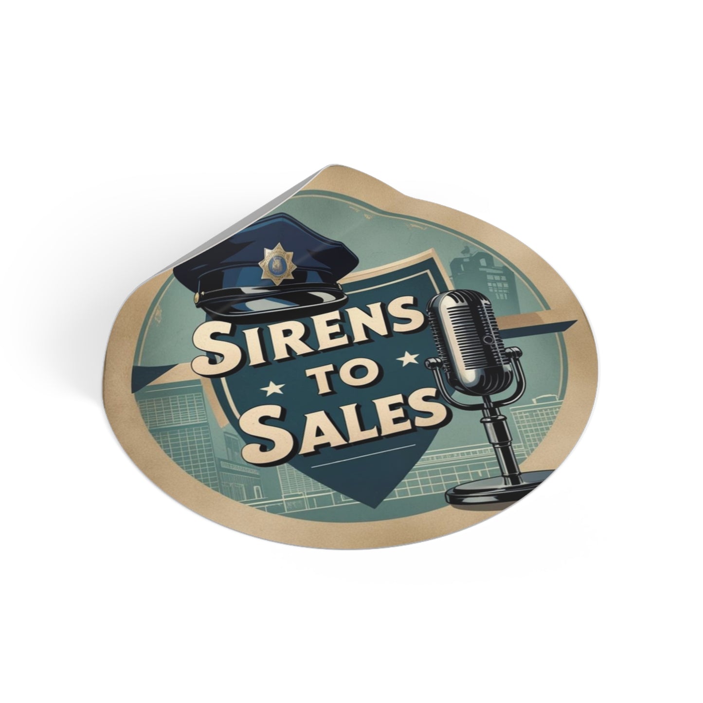 Vintage Police-Themed Round Vinyl Stickers - Sirens to Sales, Cool Decals for Cars, Laptops, Journals, Beer Fridge
