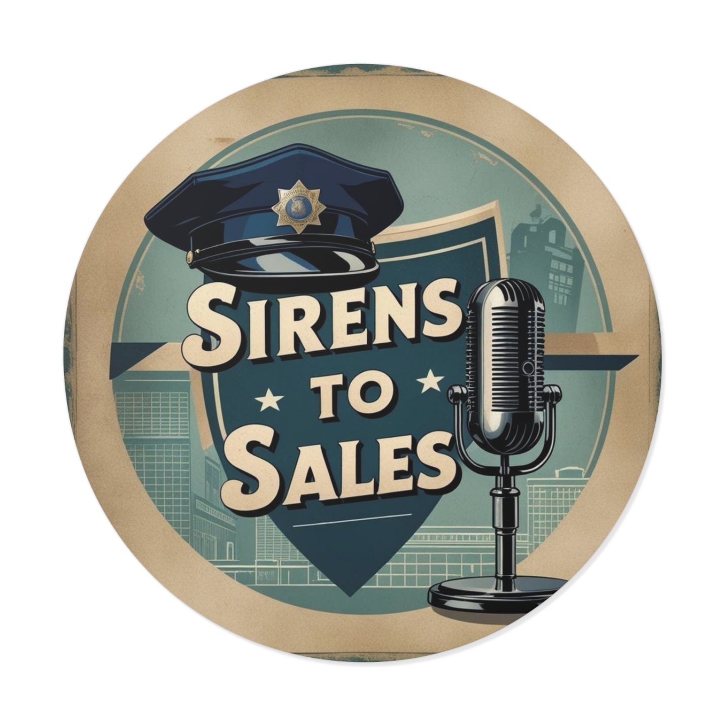 Vintage Police-Themed Round Vinyl Stickers - Sirens to Sales, Cool Decals for Cars, Laptops, Journals, Beer Fridge