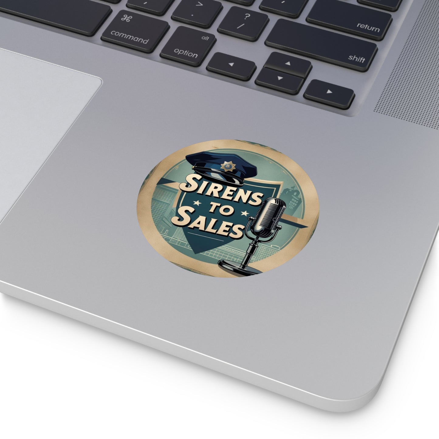 Vintage Police-Themed Round Vinyl Stickers - Sirens to Sales, Cool Decals for Cars, Laptops, Journals, Beer Fridge